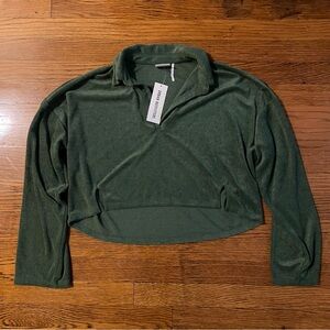 NWT Urban Outfitters out from under Green Terrycloth Long Sleeve Crop Top